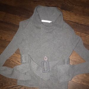 Teen/girl size 14 sweater blazer with belt - charcoal Gray like new worn 1x